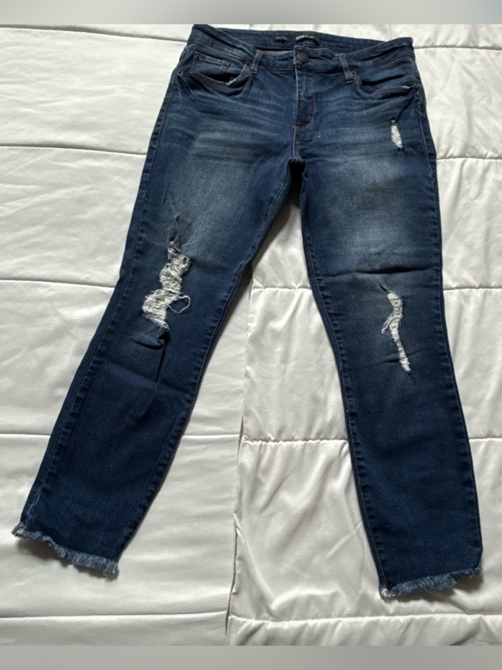 STS Dark Blue Distressed Women’s Cropped Jeans